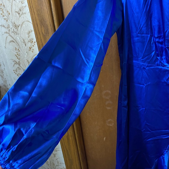 SATIN Vibrant Blue Polyester Dress - Picture 2 of 8